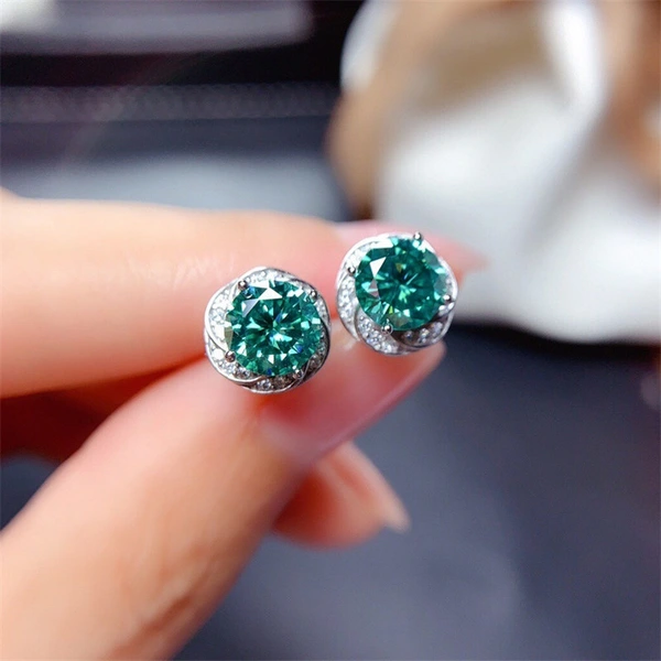 Live streaming welfare imitation Maldives blue-green zircon earrings for women factory supply
