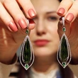 Luxury palace style emerald diamond zircon earrings European and American creative hollow water drop exaggerated earrings for women