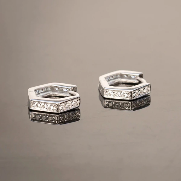  European and American simple hexagonal earrings geometric design zircon ladies jewelry daily matching earrings