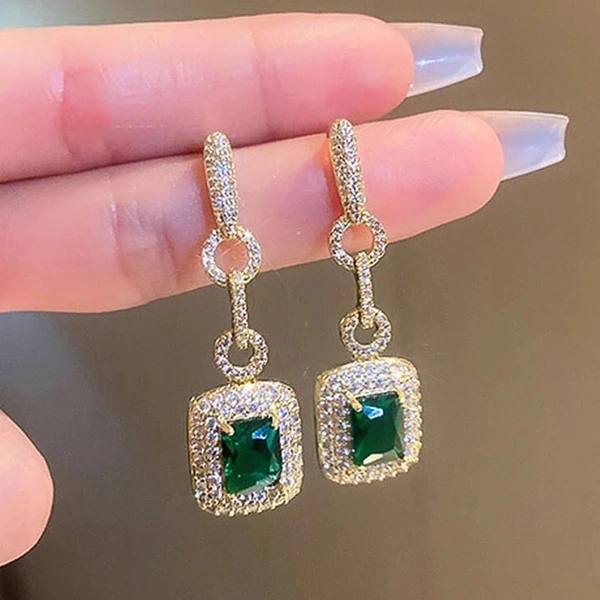  Luxury micro-inlaid zircon large earrings for women French design earrings exquisite high-end earrings