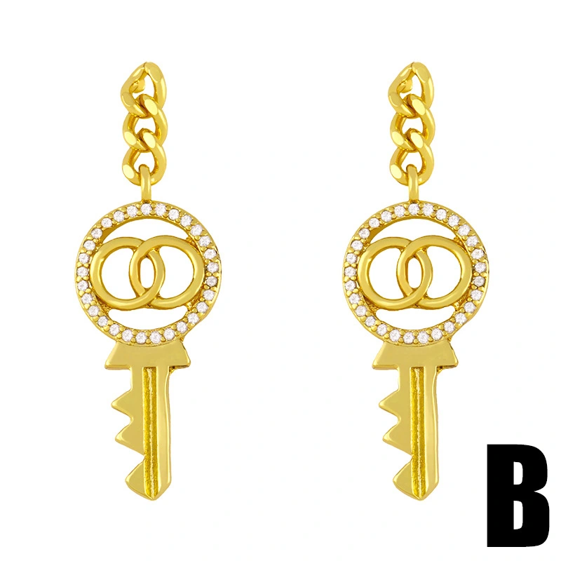 Clearance 2023 European and American retro earrings geometric trend key earrings simple cold style earrings female erw67