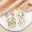 AS jewelry hot selling love butterfly ring female real gold plated full zircon open ring rih63
