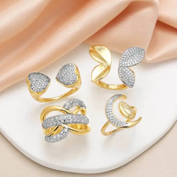 AS jewelry hot selling love butterfly ring female real gold plated full zircon open ring rih63