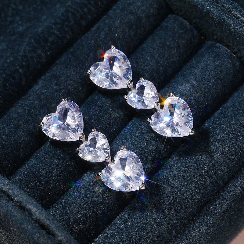 E-commerce new micro-inlaid heart-shaped necklace, earrings and ring three-piece love zircon jewelry set