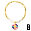 Clearance European and American new jewelry color sunflower sunflower smiley face pearl bracelet beaded bracelet female brd82