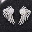 Micro-inlaid angel wings earrings Japanese and Korean style all-match high-end luxury earrings luxury feather earrings