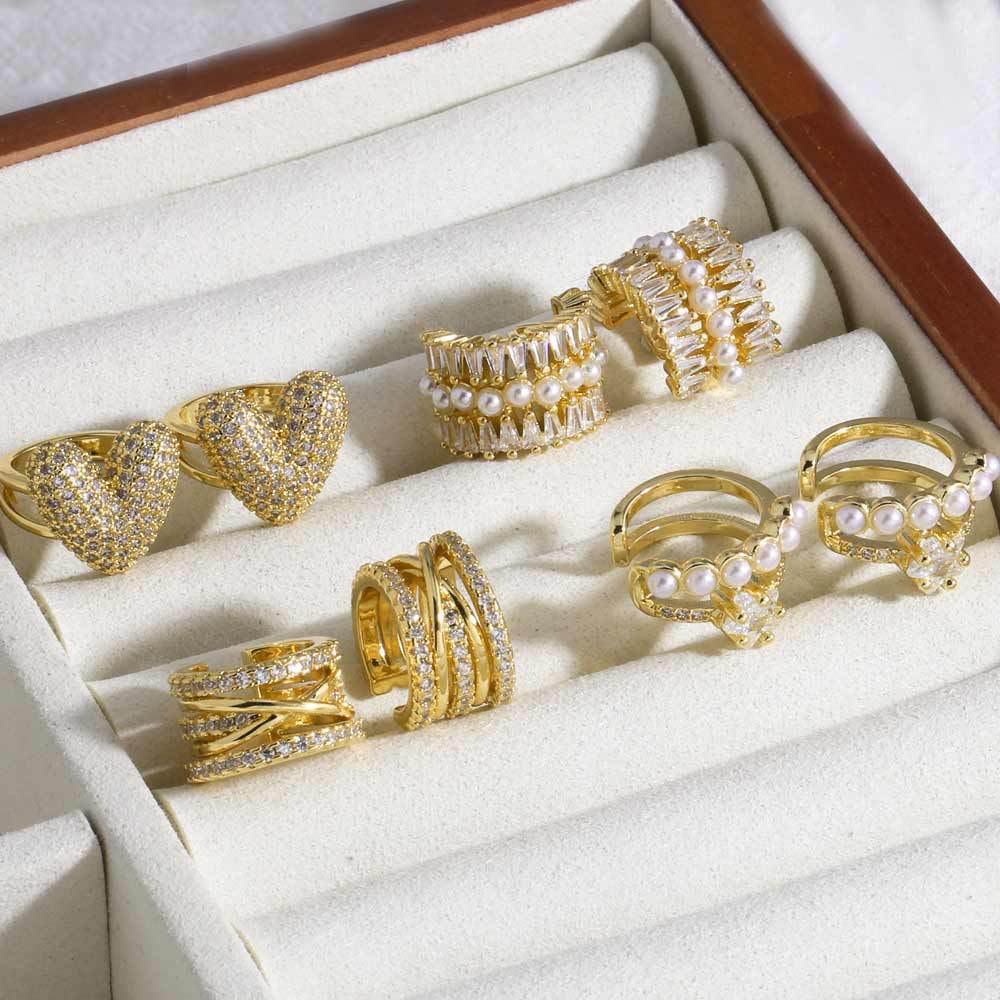 AS jewelry new simple fashion high-end pearl love peach heart ear bone clip earrings female ers66