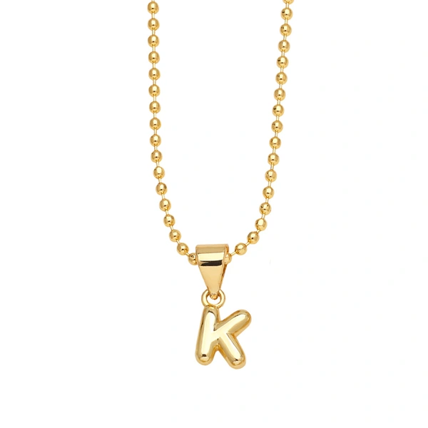 Hot sale 26 letters necklace female copper plated real gold polished letter pendant clavicle chain nkq67