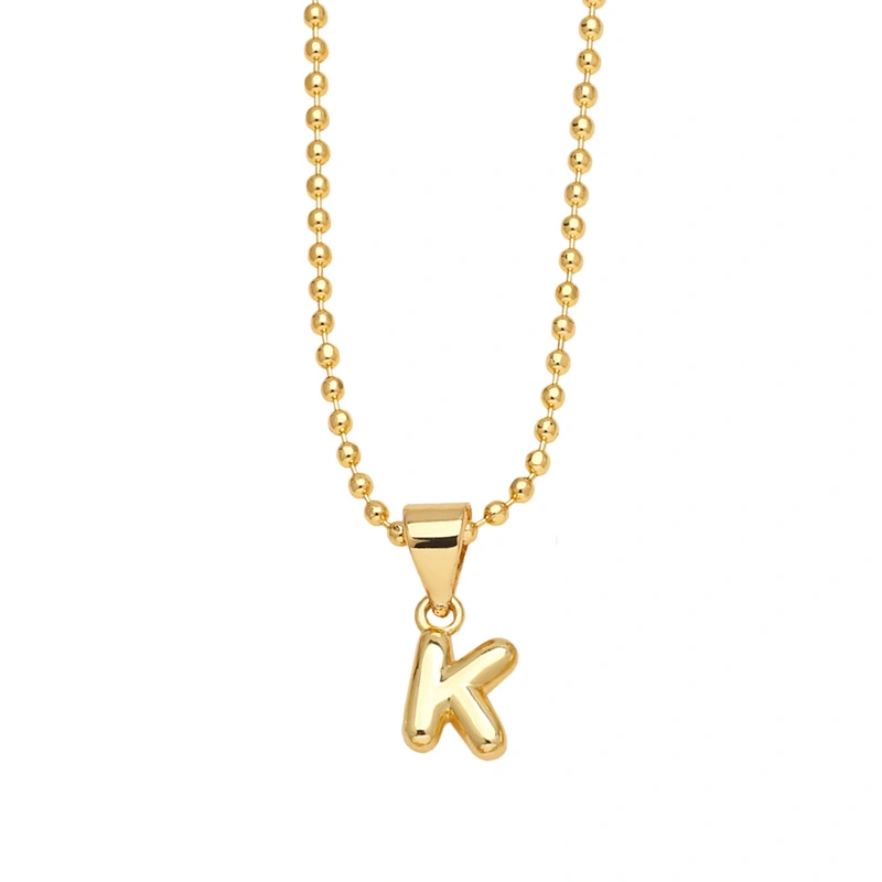 Hot sale 26 letters necklace female copper plated real gold polished letter pendant clavicle chain nkq67