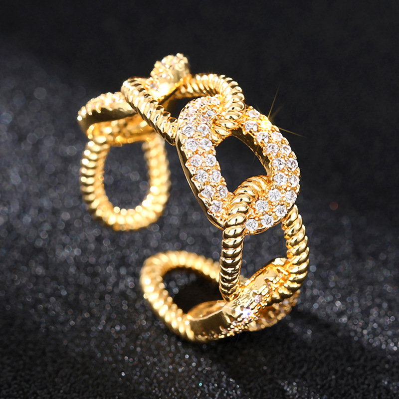  Tie knotted rope buckle geometric ring for women fashion inlaid zircon ring trendy couple meaning gift