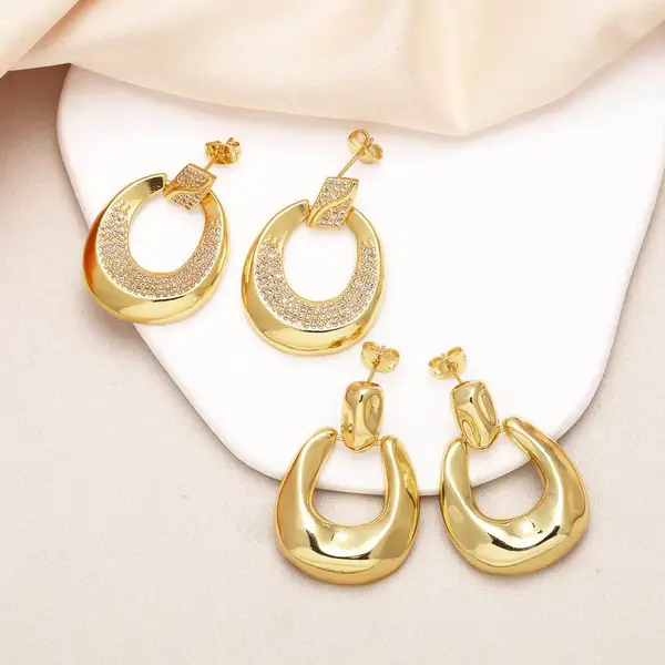 AS jewelry Europe and the United States hot selling irregular earrings female copper plated 18k gold inlaid zircon earrings earrings era342