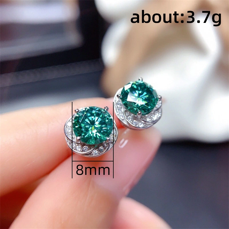 Live streaming welfare imitation Maldives blue-green zircon earrings for women factory supply