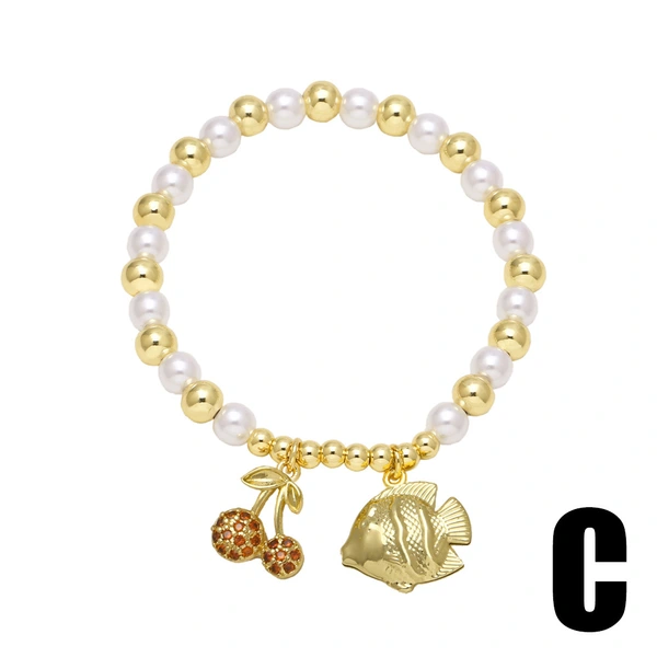 AS jewelry hot selling pearl fruit cherry shell pendant bracelet female gold-plated hand jewelry brd06