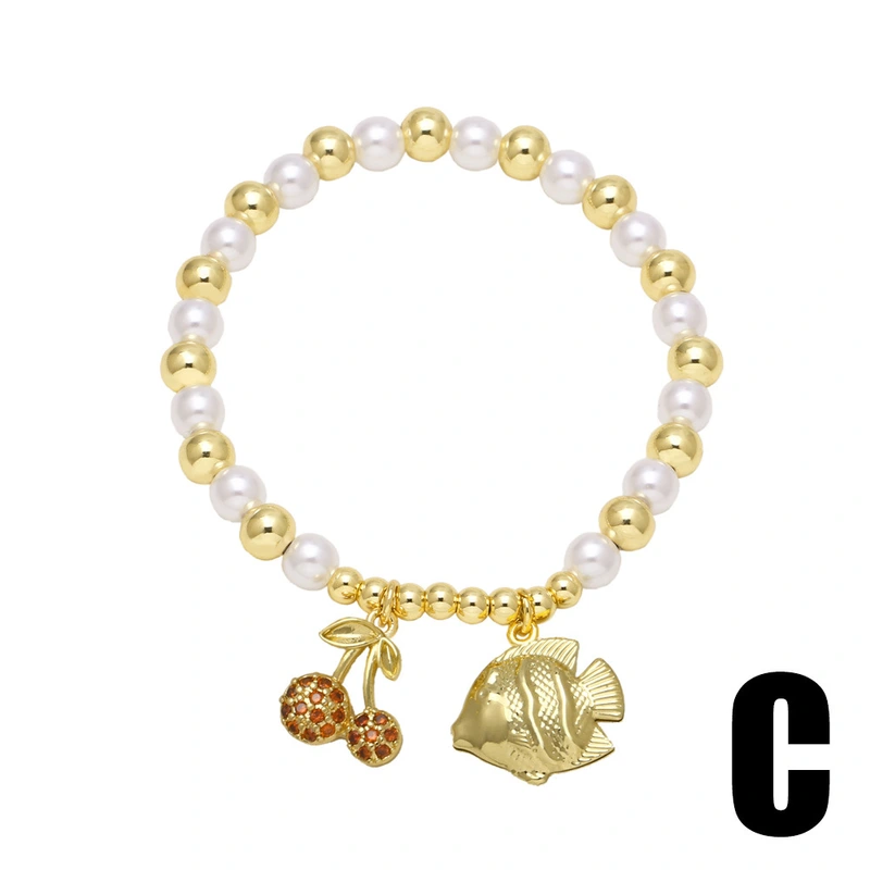 AS jewelry hot selling pearl fruit cherry shell pendant bracelet female gold-plated hand jewelry brd06
