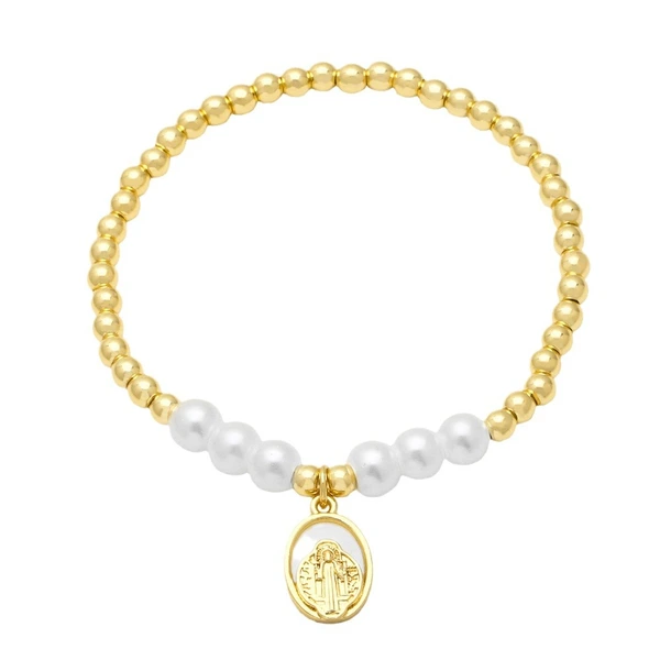 AS jewelry European and American shell pearl Madonna bracelet female copper plated 18k gold hand jewelry bracelet brb97