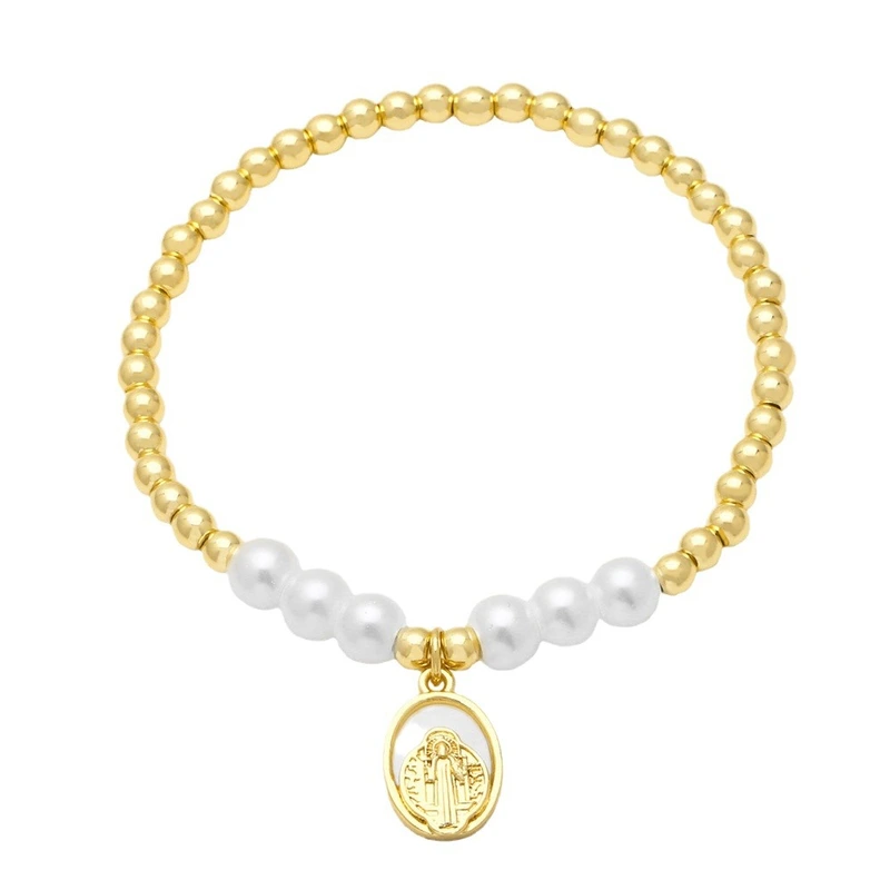 AS jewelry European and American shell pearl Madonna bracelet female copper plated 18k gold hand jewelry bracelet brb97