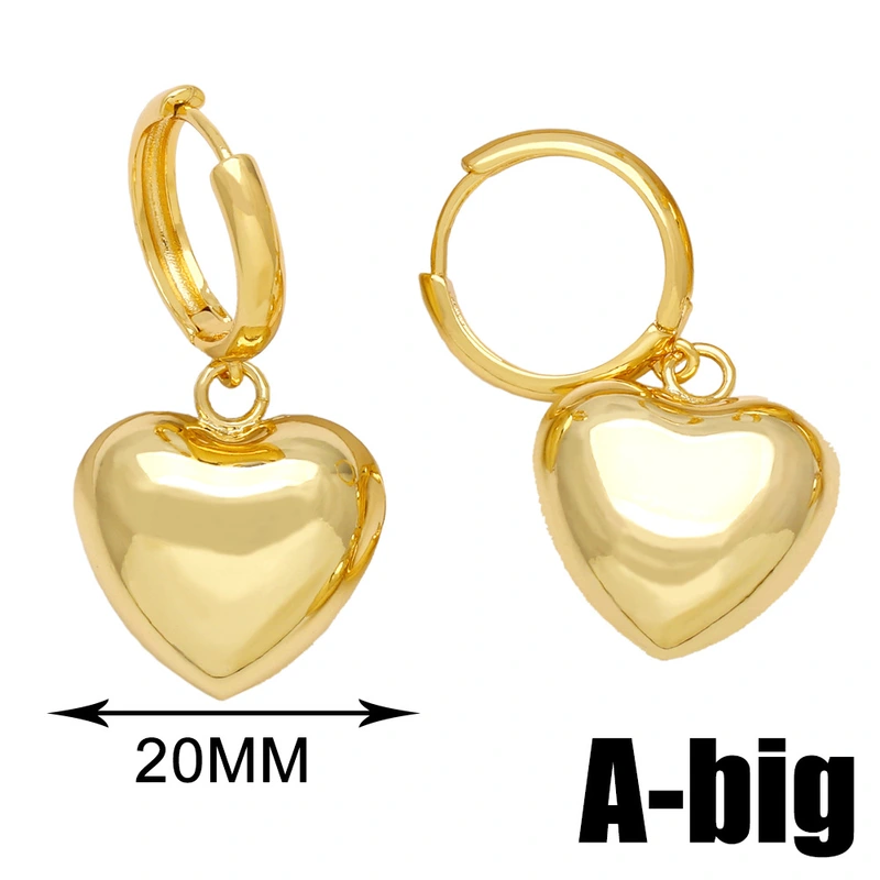 European and American hot selling golden peach heart earrings simple fashion retro love heart shaped earrings ear buckle erv30