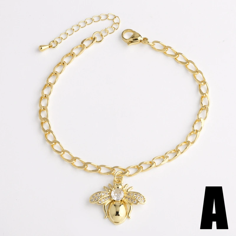 Hot selling jewelry full of zircon pearl bee insect pendant bracelet hand jewelry brm89 bracelet
