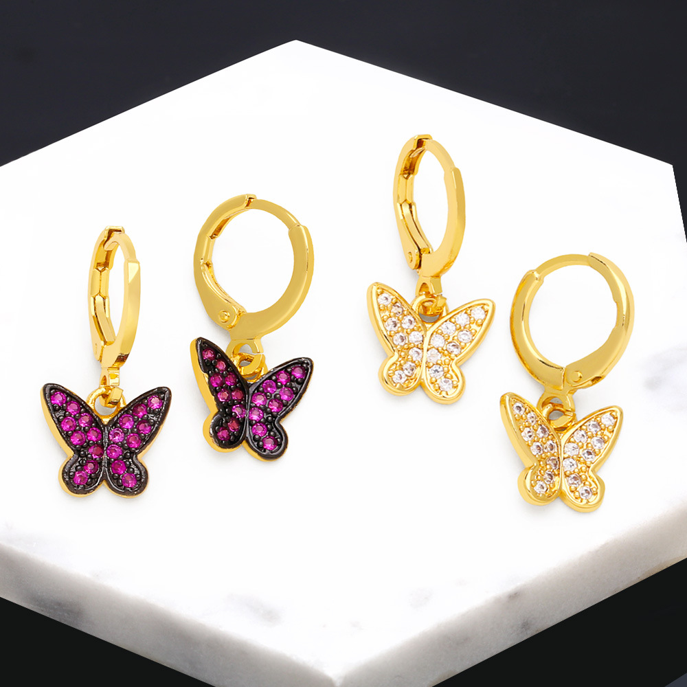 Butterfly earrings for women niche design versatile earrings 2023 new trend personality color zircon earrings era194