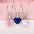 Hot selling European and American colored gemstone heart-shaped zircon necklace fashion love pendant O-shaped chain necklace