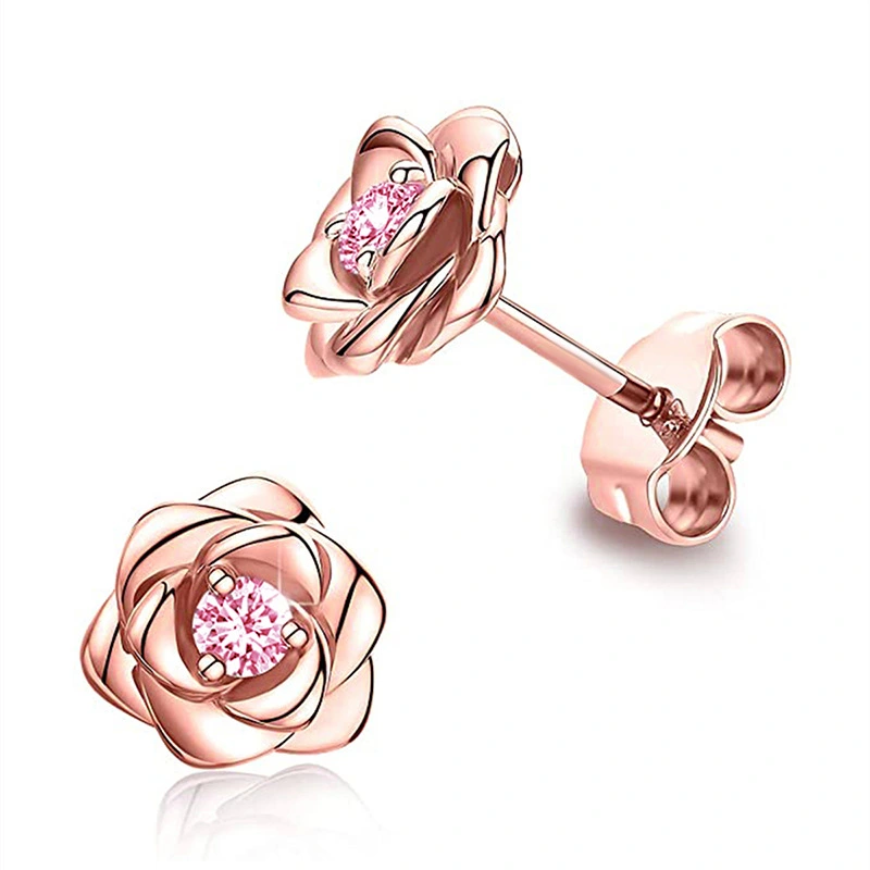 Rose series small fragrance style earrings flower design exquisite fashion sweet style versatile temperament earrings
