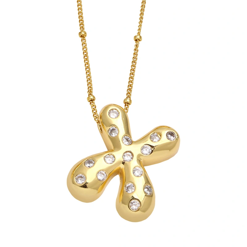 AS jewelry new fat 26 English letters pendant necklace gold-plated zircon clavicle chain nkq97