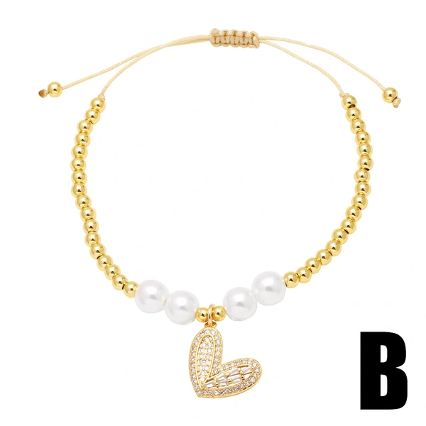 AS jewelry hot selling pearl love pendant bracelet female gold-plated full zircon bracelet brg35