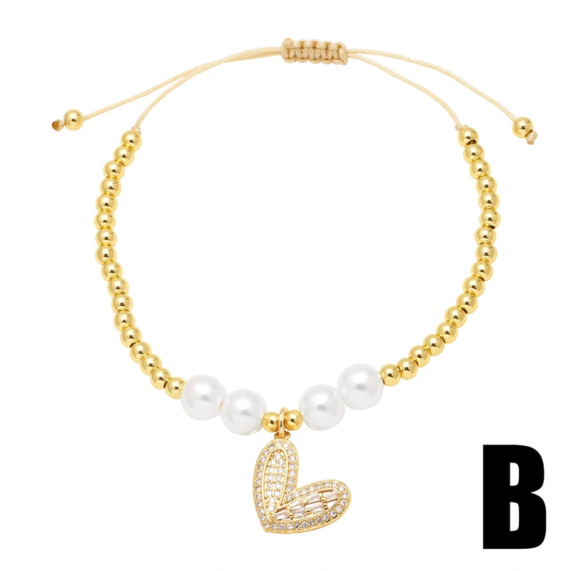 AS jewelry hot selling pearl love pendant bracelet female gold-plated full zircon bracelet brg35