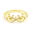  Simple vine leaf design single ring fashion inlaid zircon ring female fresh and sweet style ring