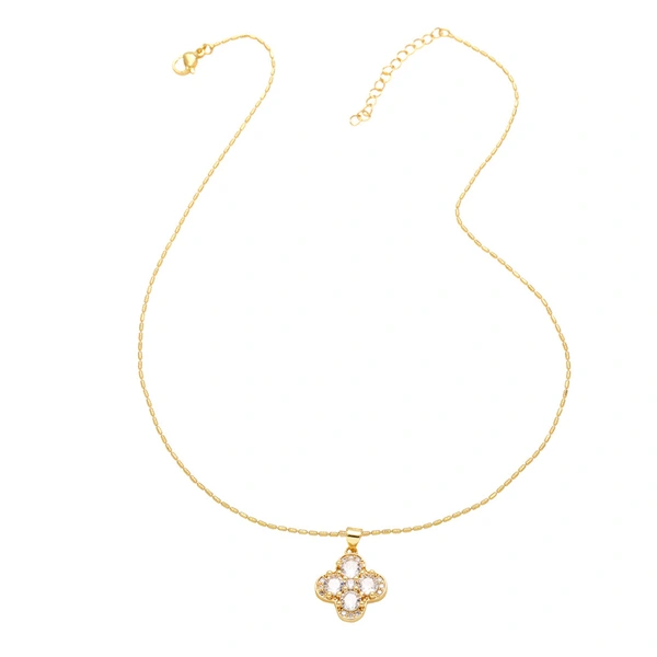 AS jewelry gold-plated full zircon four-leaf clover snowflake pendant necklace nka032 necklace