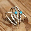   Hot selling retro single ring fashion popular geometric turquoise ring bohemian style ring