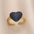 Clearance European and American inlaid colored zircon love ring female personality all-match gold-plated open ring rin14