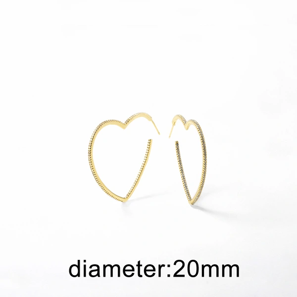 AS jewelry European and American new copper plated 18k gold love heart-shaped hollow zircon earrings earrings erz90