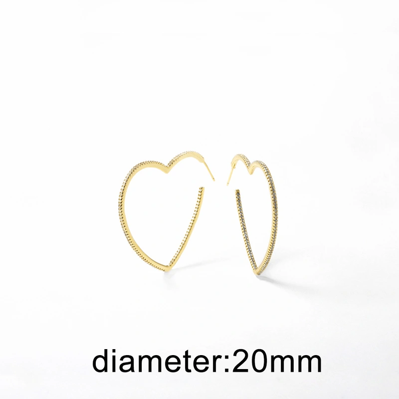AS jewelry European and American new copper plated 18k gold love heart-shaped hollow zircon earrings earrings erz90