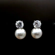 Ruili celebrity-style earrings, elegant women's simulated pearl single diamond earrings, fashionable evening earrings