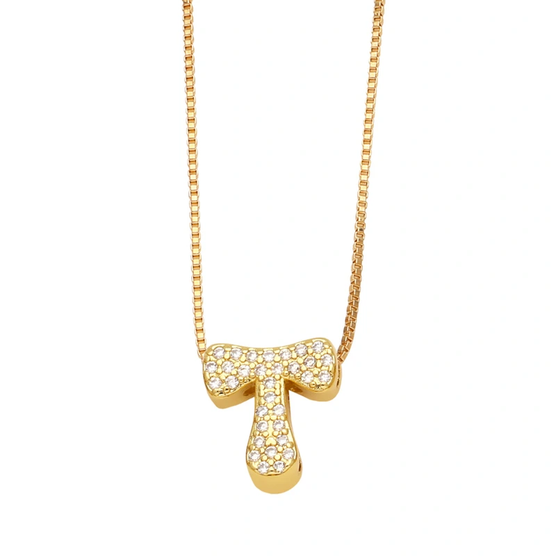 AS jewelry new arrival 26 English letters necklace gold-plated zircon inlaid hip-hop clavicle chain nkw61