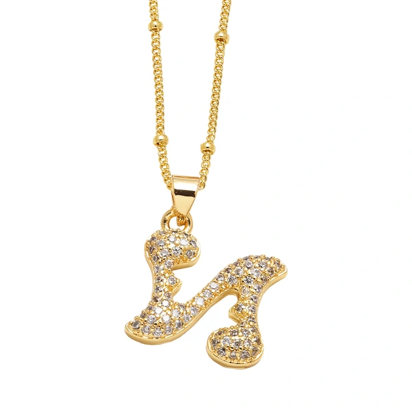 AS jewelry European and American new 26 English letters pendant necklace copper plated 18k gold clavicle chain nkb327