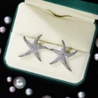 Japanese and Korean new sweet full diamond zircon starfish earrings fashionable all-match ladies earrings ear jewelry wholesale