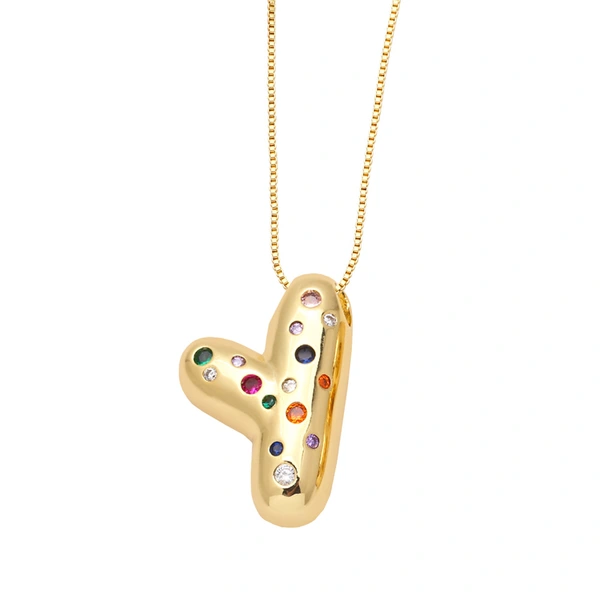 AS jewelry 26 English letters necklace gold-plated inlaid colored zircon clavicle chain nkb070