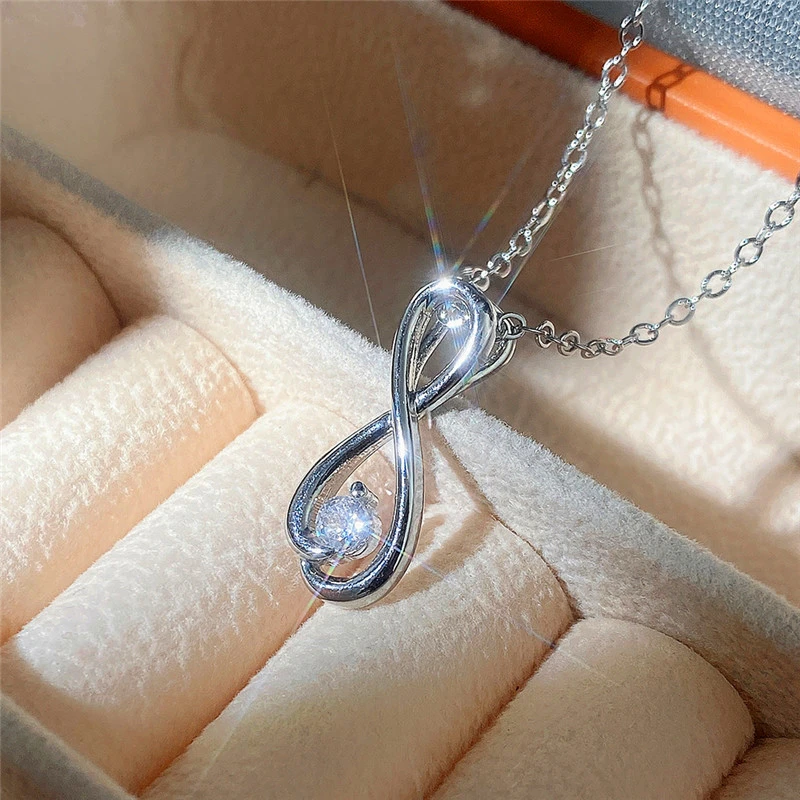 New style simple 8-shaped pendant necklace for women with micro-inlaid zircon fashionable student sweater chain