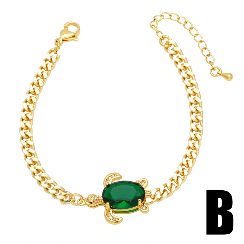 Hot selling zircon elephant bracelet niche design versatile gold-plated turtle hand jewelry brm28