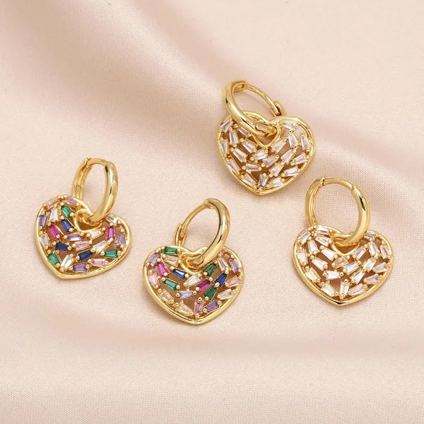 Hot selling fashion heart earrings women's pendant European and American simple inlaid zircon heart earrings earrings era310