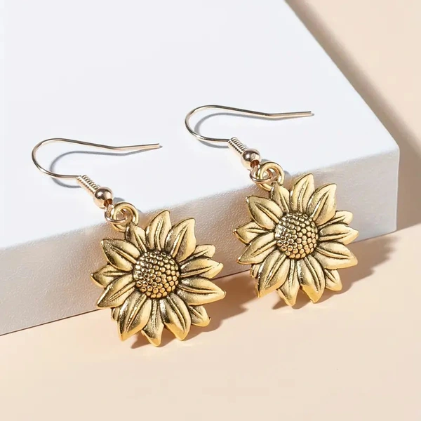Simple personality metal ear hook sunflower high-end elegant earrings new plant flower earrings