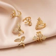 Hot selling zircon ear bone clip earrings niche light luxury gold-plated flower ear clip earrings era082