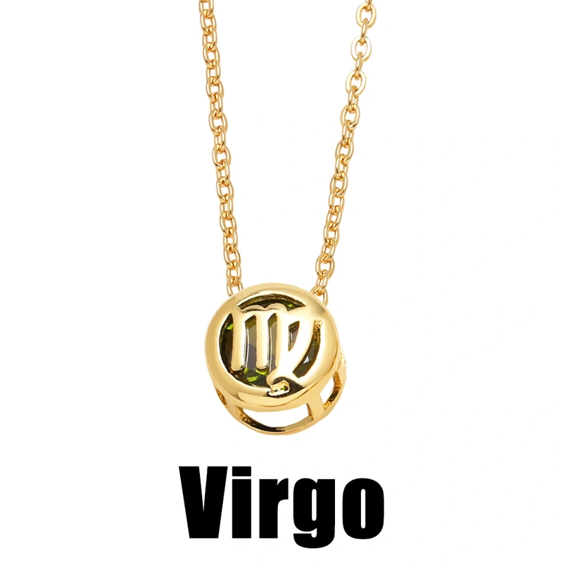 AS jewelry Europe and the United States hot selling twelve constellation necklace zircon double-sided hollow birthstone clavicle chain nkb794