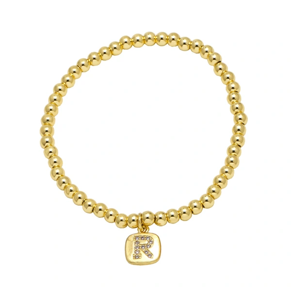 AS jewelry hot selling square 26 English letters pendant bracelet female beaded bracelet brf55