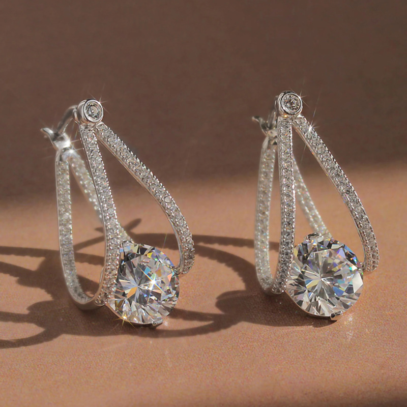 New style temperament earrings French Qixi fashion zircon earrings light luxury women's jewelry batch