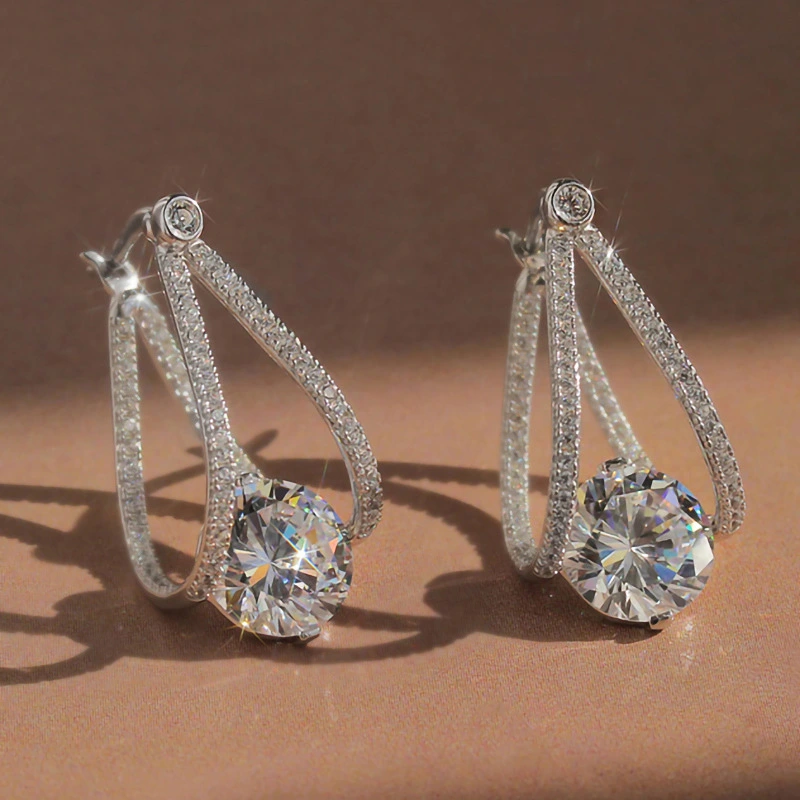 New style temperament earrings French Qixi fashion zircon earrings light luxury women's jewelry batch