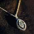  High-end cool style necklace temperament double-layer horse eye micro-inlaid sweater chain fashionable niche versatile necklace