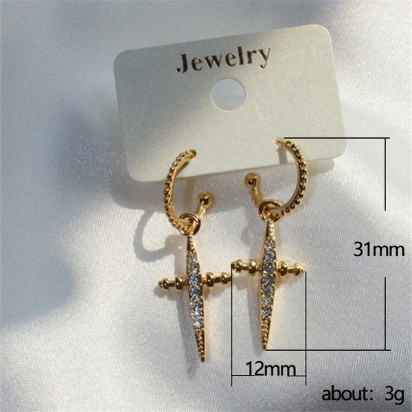 Manufacturer wholesale jewelry copper inlaid zircon geometric cone earrings for women hip-hop rock style earrings for women